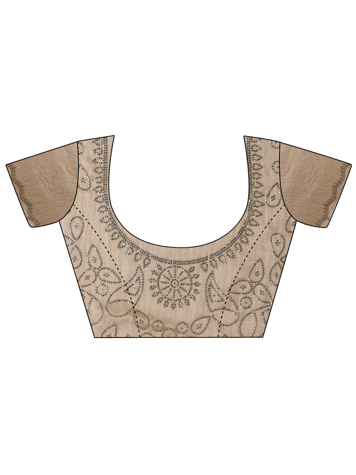 Libas Art Beige Stone Work Embellished Tissue Saree