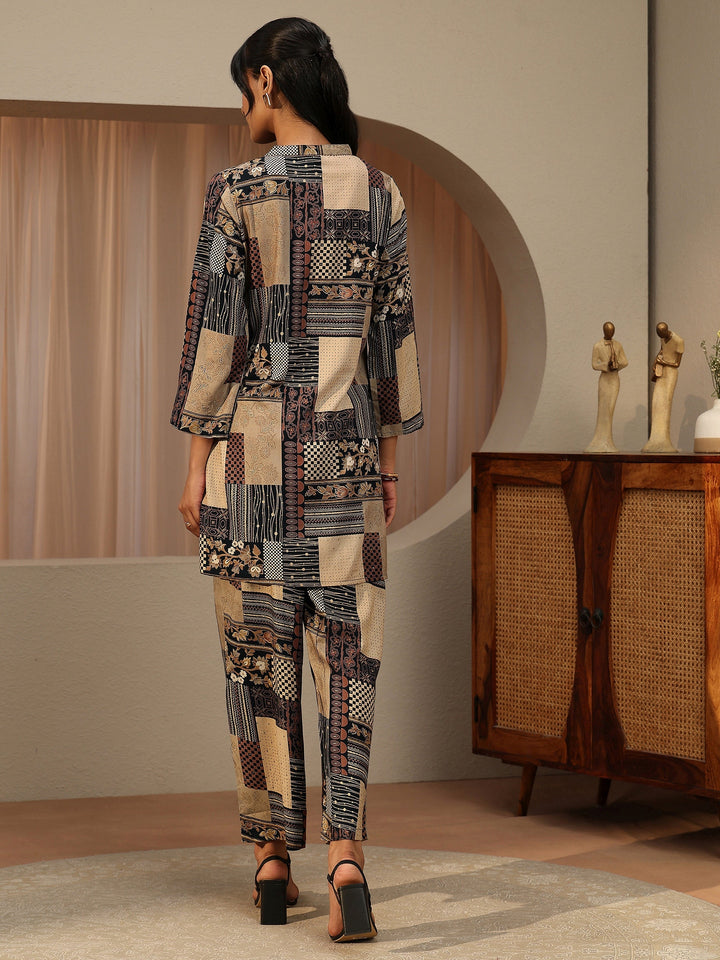 Beige Multi Printed Rayon Co-Ord Set