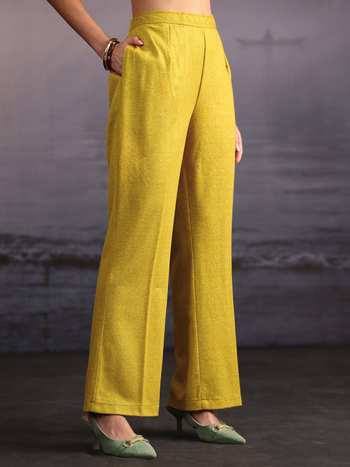 Libas Sunshine Yellow Paisley Printed Woolen Co-Ord Set