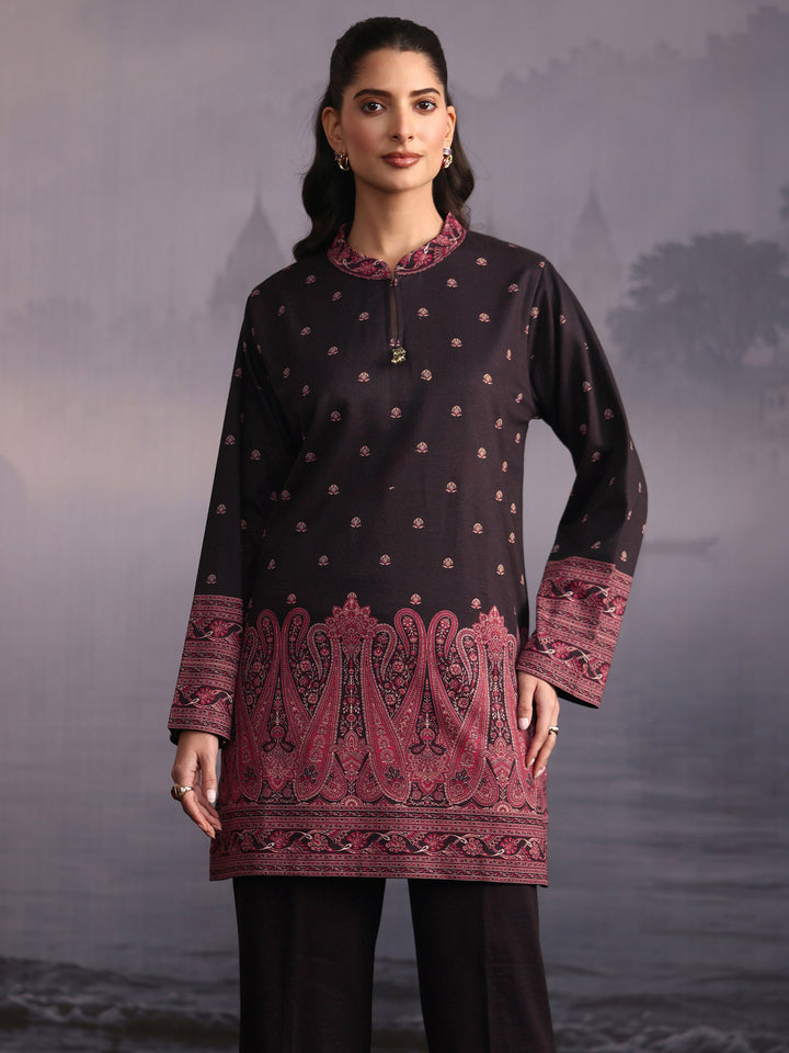Libas Black Paisley Printed Woolen Co-Ord Set