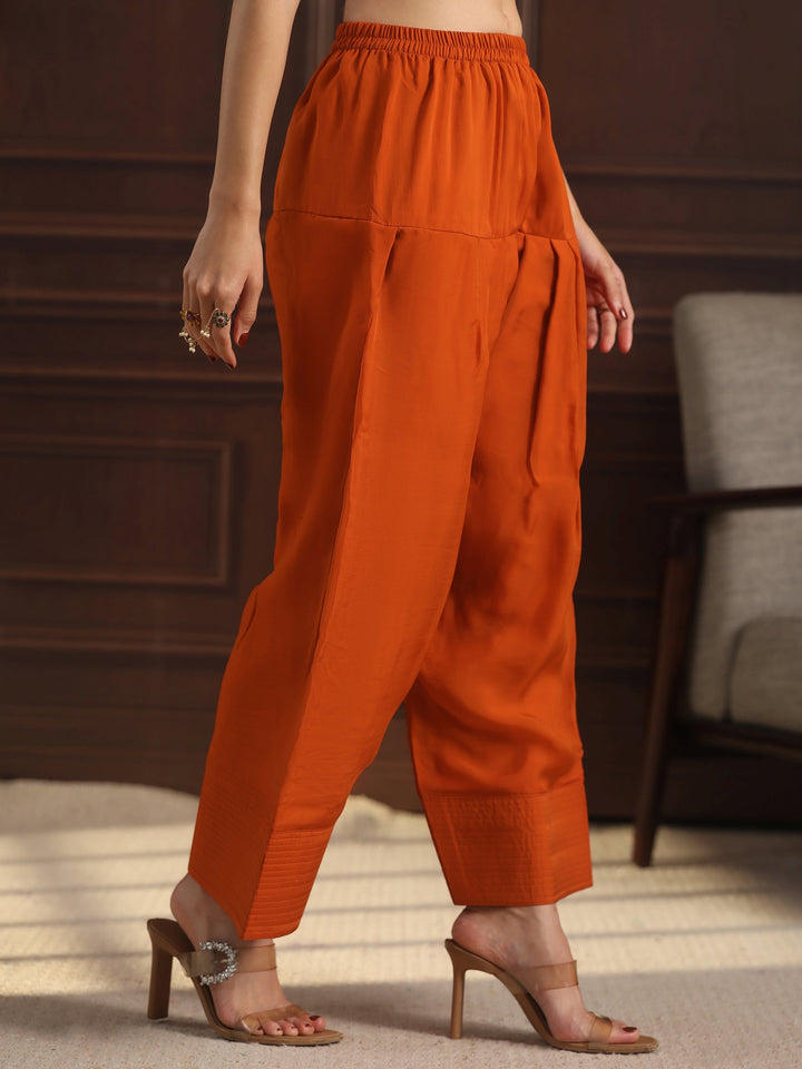 Libas Art Orange Embroidered Organza Straight Kurta Set