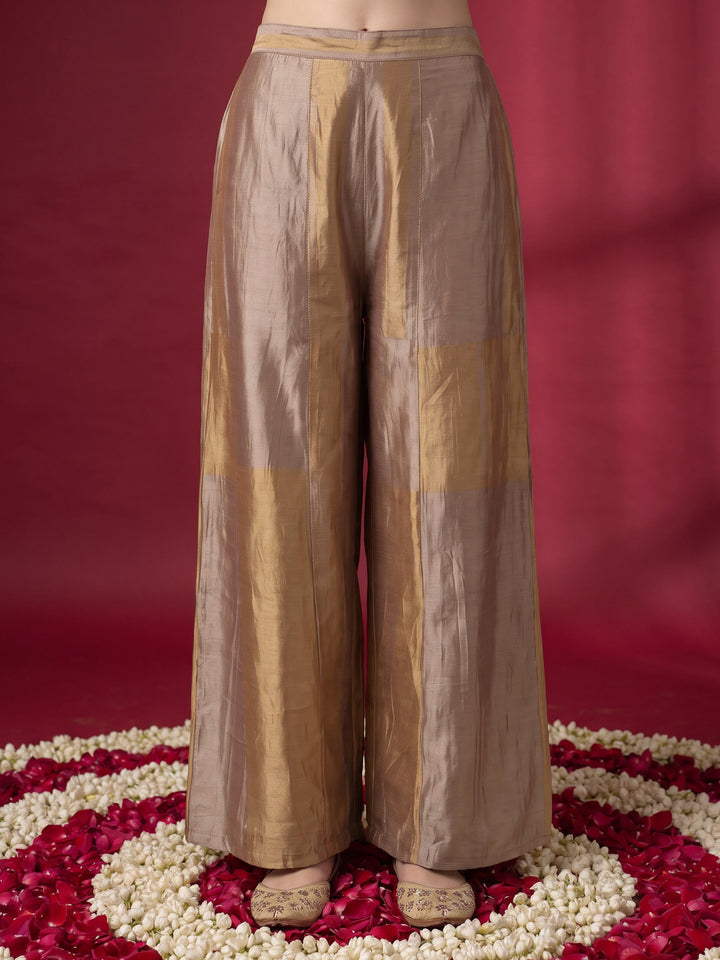 Libas Pink Yoke Design Embellished Tissue Farshi Salwar Suit
