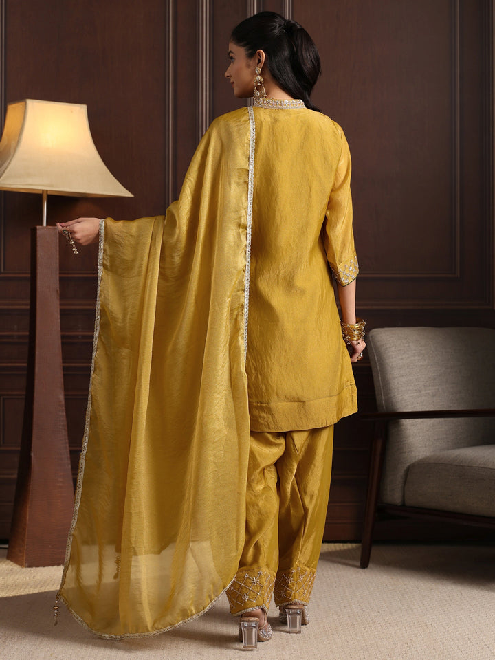 Libas  Mustard Yoke Design Tissue Farshi Salwar Suit