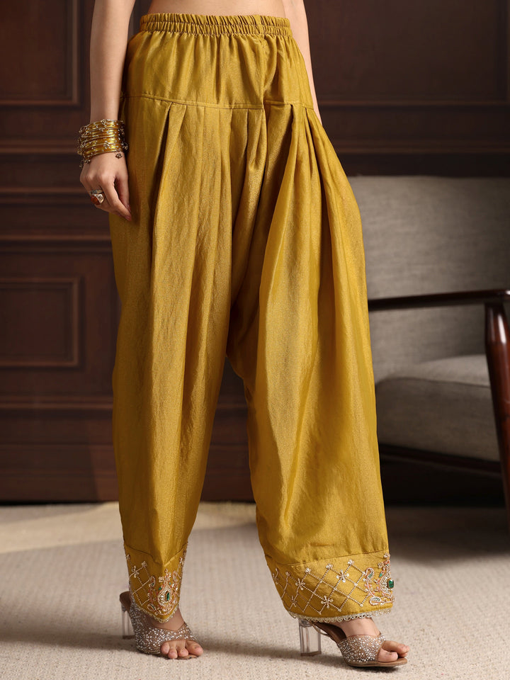 Libas  Mustard Yoke Design Tissue Farshi Salwar Suit