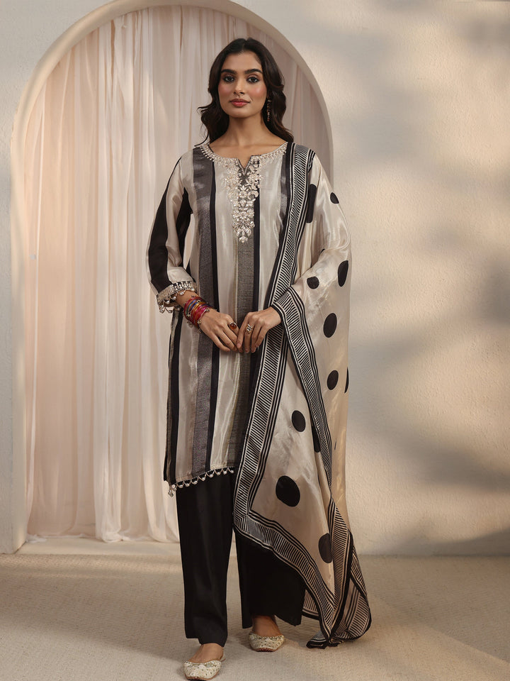 Libas Black Striped Organza Palazzo Suit Set