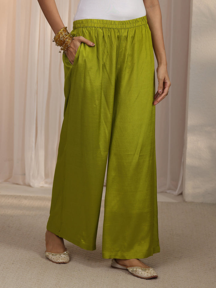 Libas Green Striped Organza Palazzo Suit Set