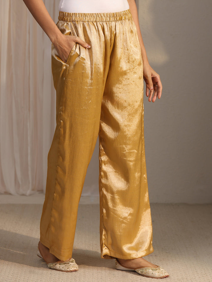 Libas Mustard Yoke Design Embellished Silk Blend Co-Ord Set