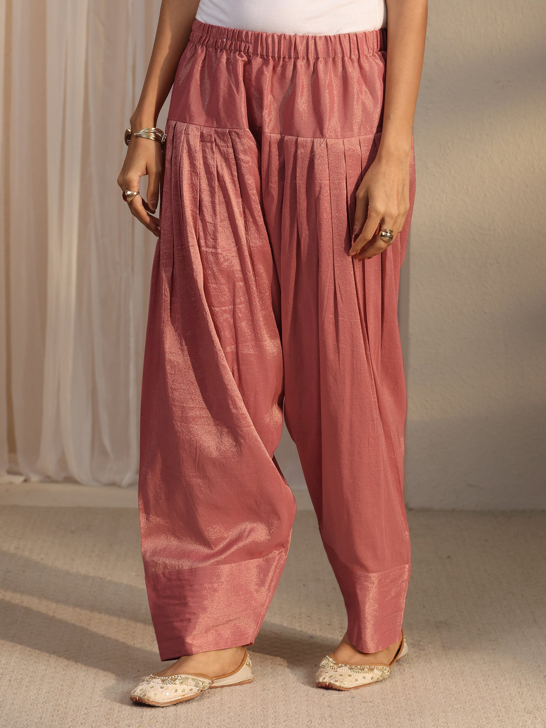 Libas Pink Embellished Silk Blend Farshi Salwar Suit