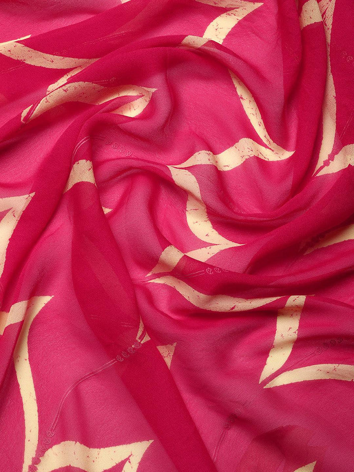 Pink Printed Chiffon Saree - ShopLibas