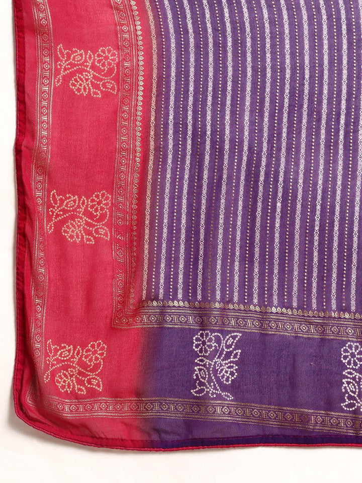 Purple Printed Georgette Saree - ShopLibas