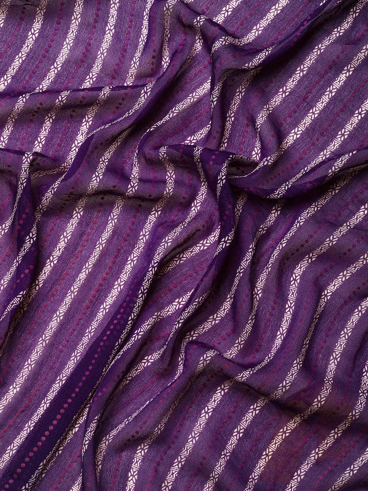 Purple Printed Georgette Saree - ShopLibas