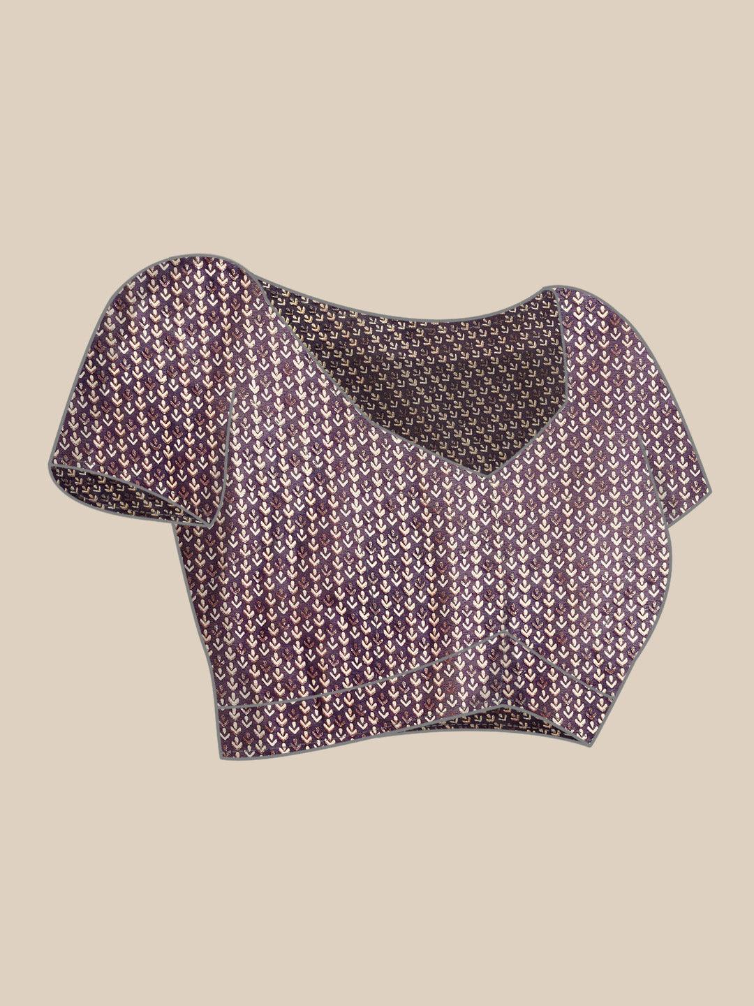 Purple Printed Georgette Saree - ShopLibas