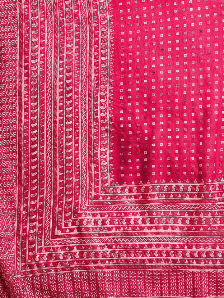 Pink Printed Georgette Saree - ShopLibas