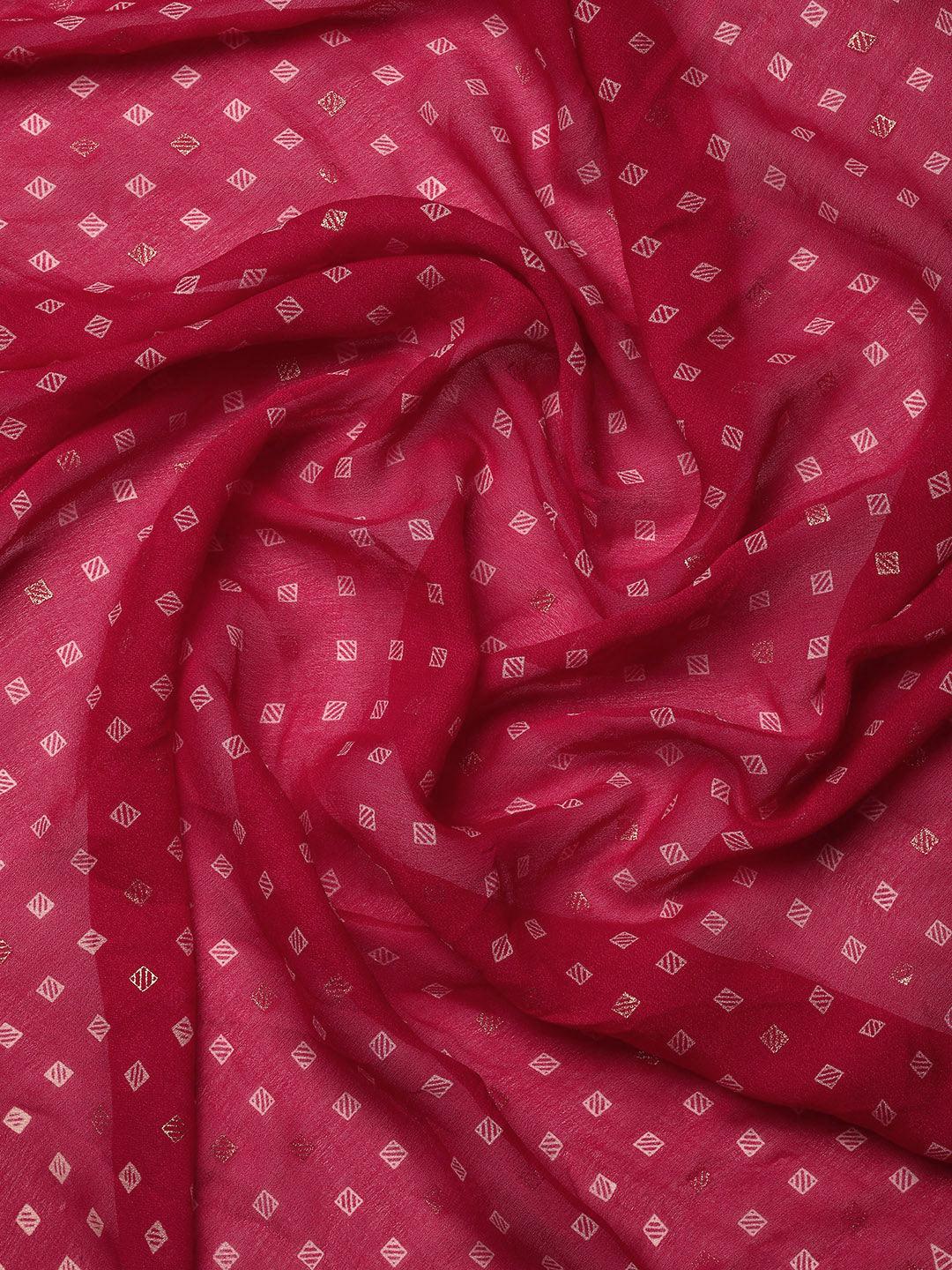 Pink Printed Georgette Saree - ShopLibas