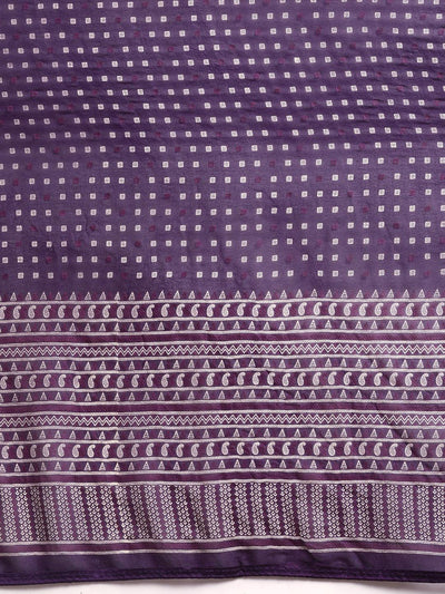Purple Printed Georgette Saree - ShopLibas
