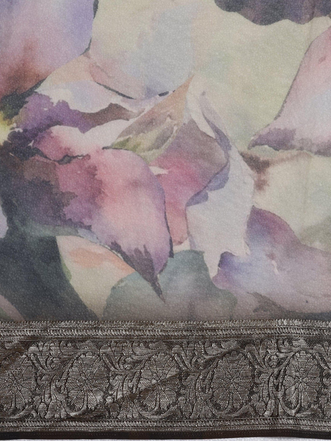 Multicoloured Printed Organza Saree With Unstitched Blouse Piece - ShopLibas