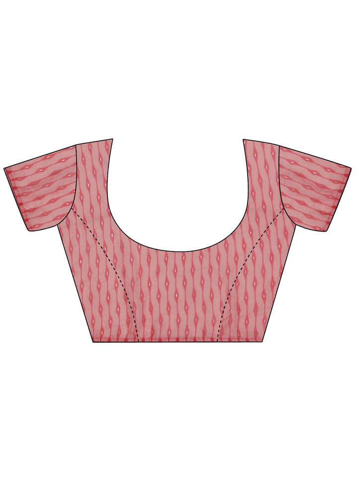 Coral Printed Poly Georgette Saree With Unstitched Blouse Piece - Libas