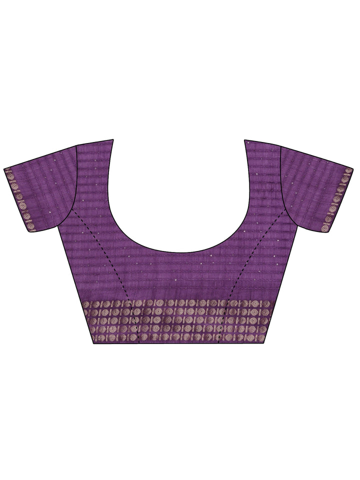 Lavender Printed Silk Blend Saree With Unstitched Blouse Piece - Libas