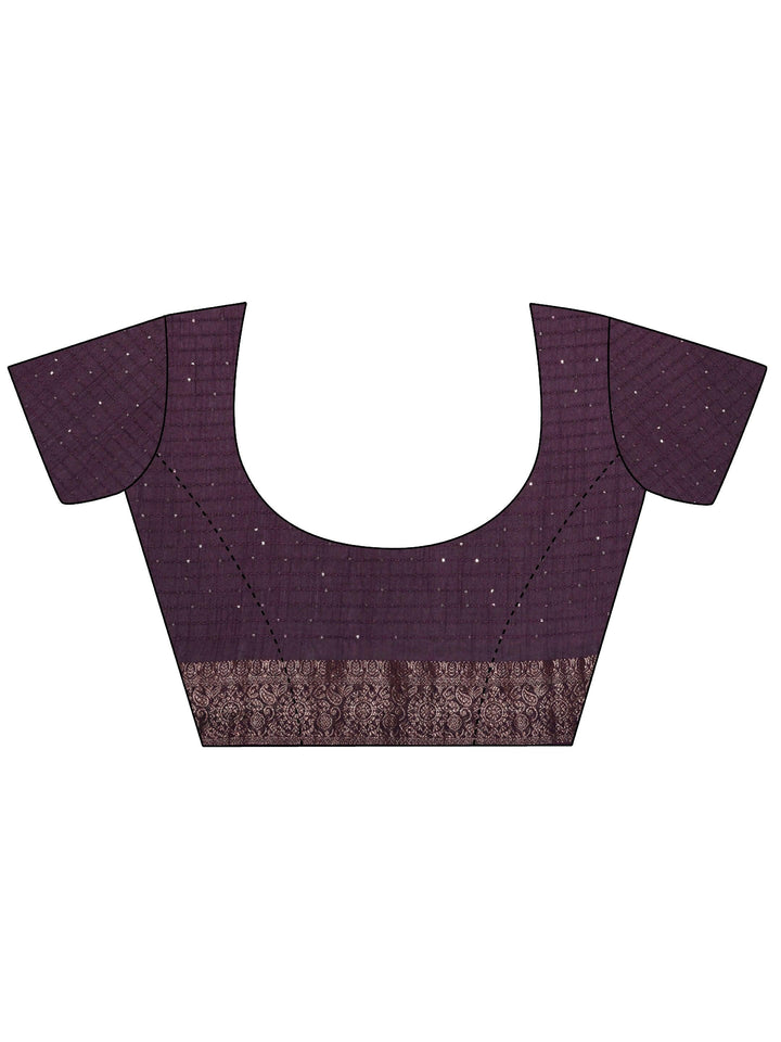 Purple Printed Silk Blend Saree With Unstitched Blouse Piece - Libas