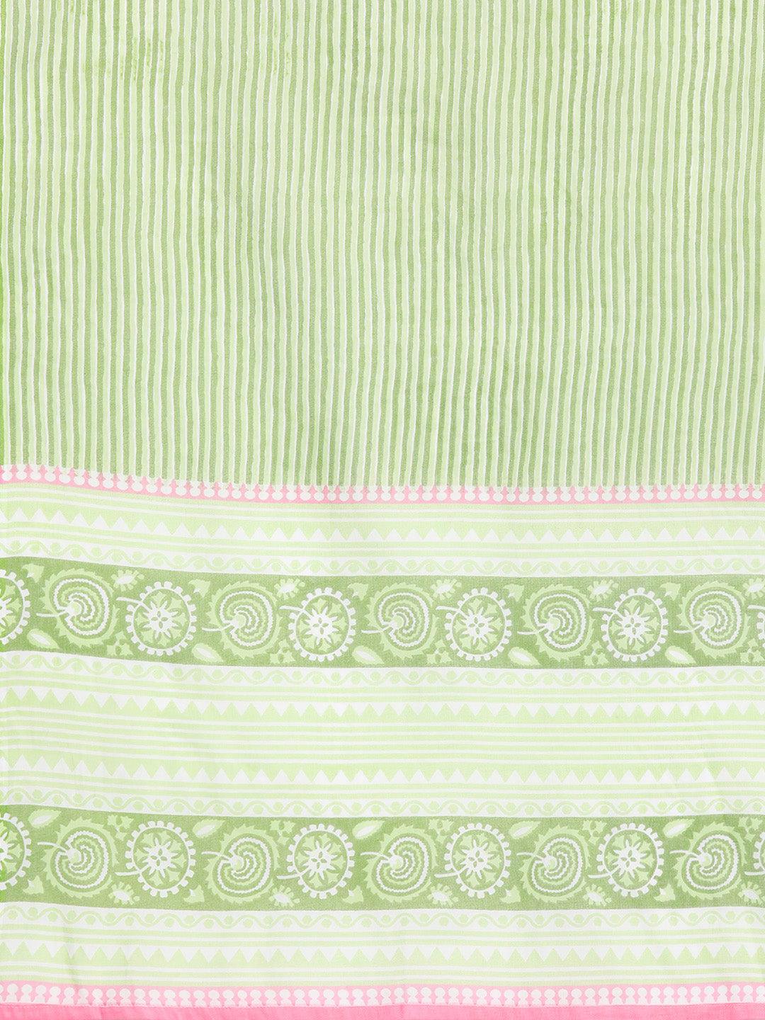 Plus Size Pink Printed Cotton Straight Kurta With Palazzos & Dupatta - ShopLibas 