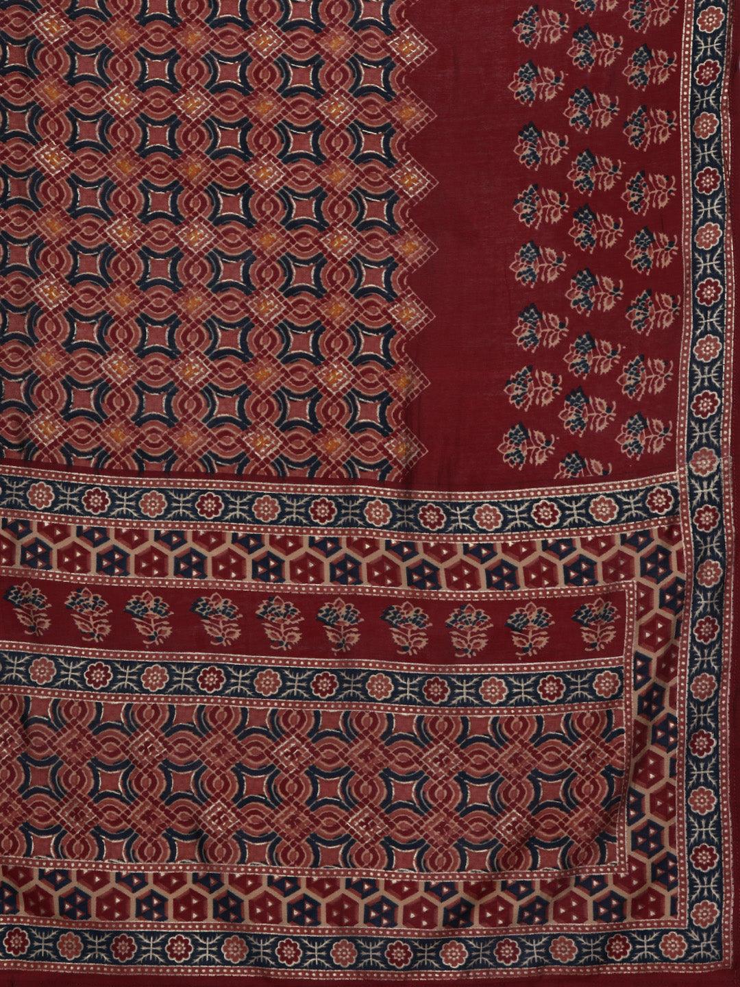 Plus Size Maroon Yoke Design Silk Blend Straight Kurta With Salwar & Dupatta - ShopLibas 