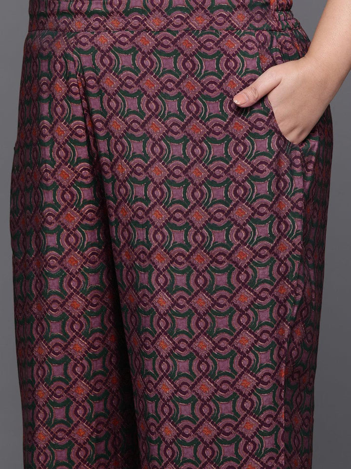 Plus Size Wine Yoke Design Silk Blend Straight Suit With Dupatta