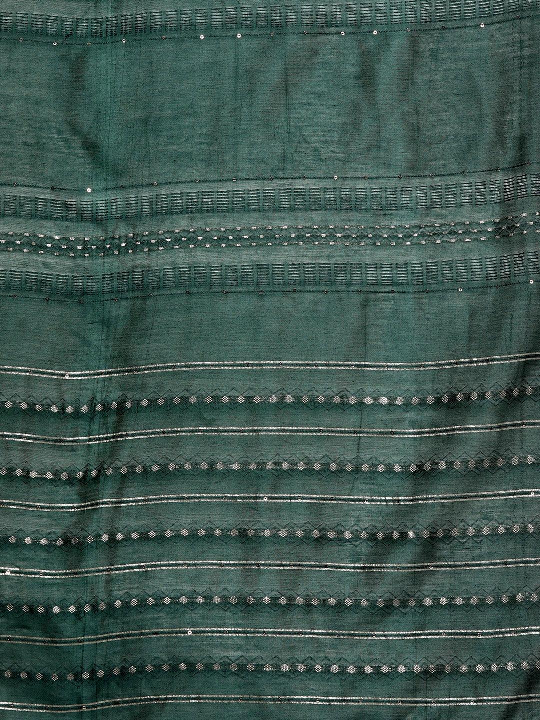 Plus Size Green Printed Silk Blend Straight Kurta With Trousers & Dupatta - ShopLibas 
