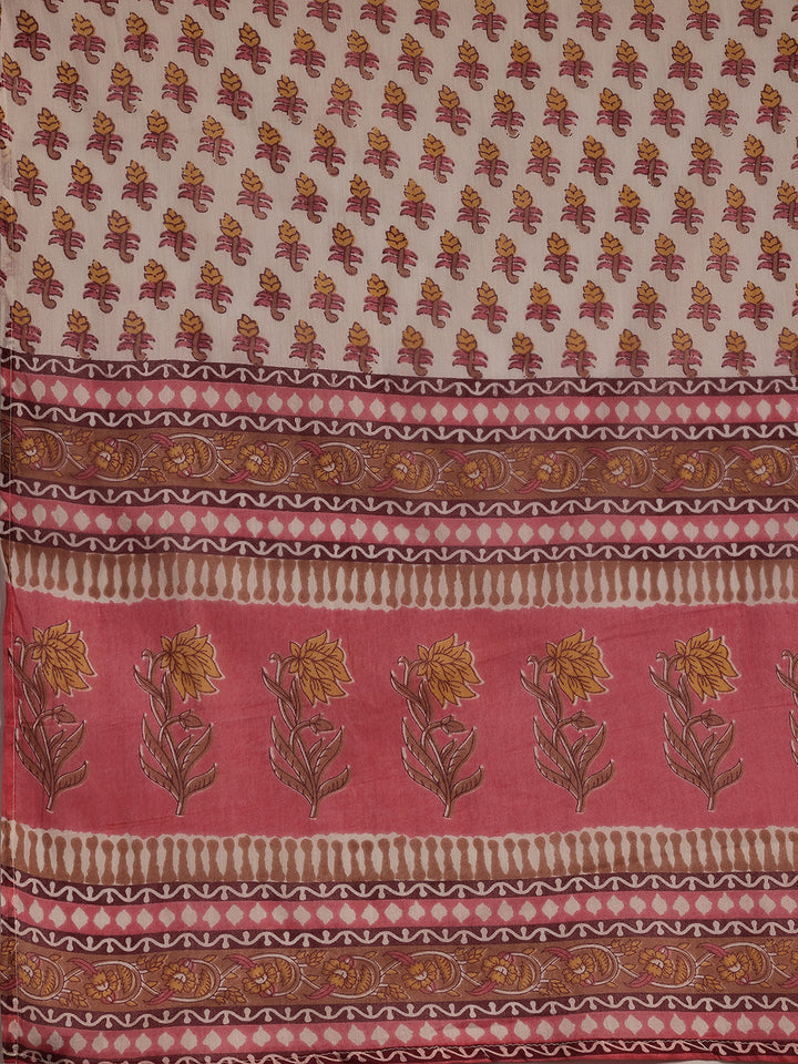 Plus Size Pink Printed Cotton Straight Suit With Dupatta