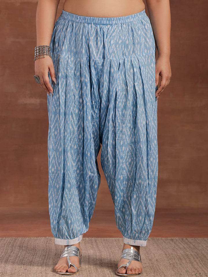 Plus Size White Printed Cotton Straight Suit With Dupatta