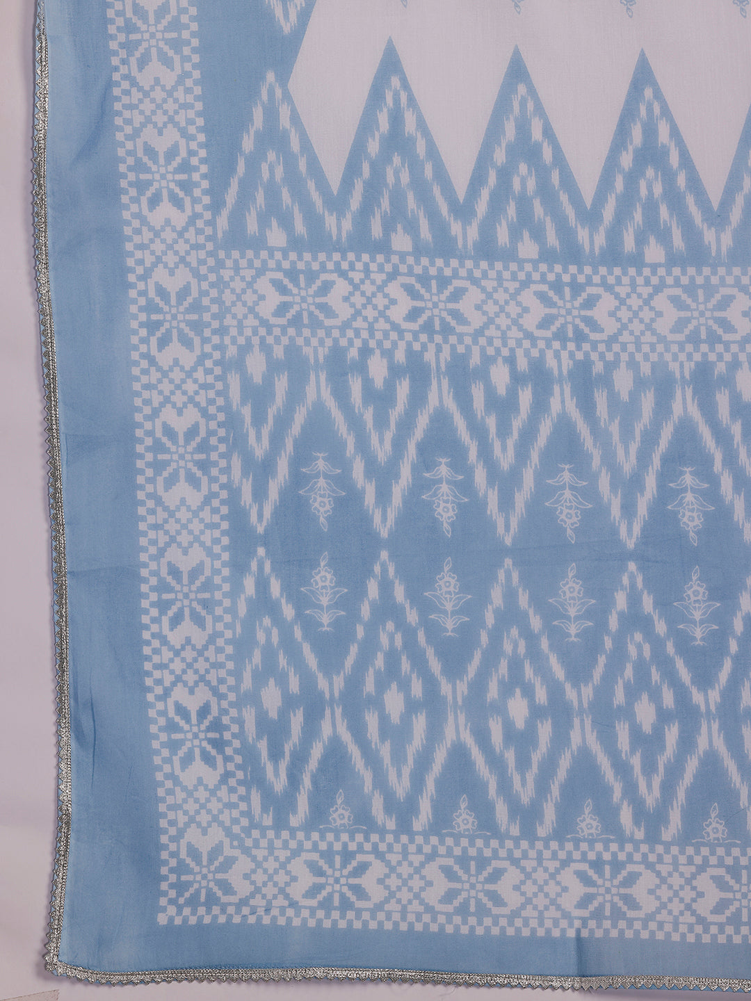 Plus Size White Printed Cotton Straight Suit With Dupatta