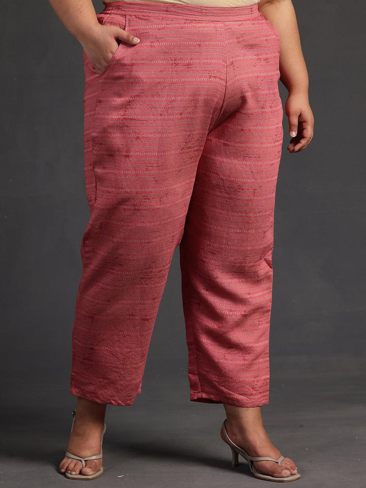 Plus Size Mauve Printed Silk Blend Straight Suit With Dupatta