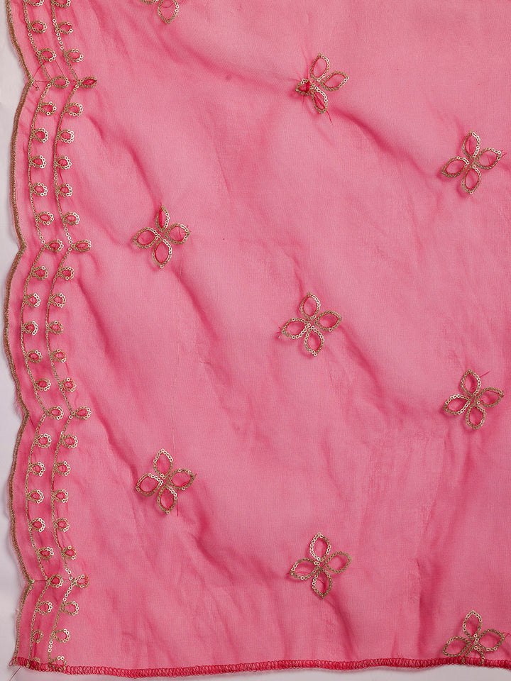 Plus Size Magenta Solid Silk Blend Straight Suit With Dupatta