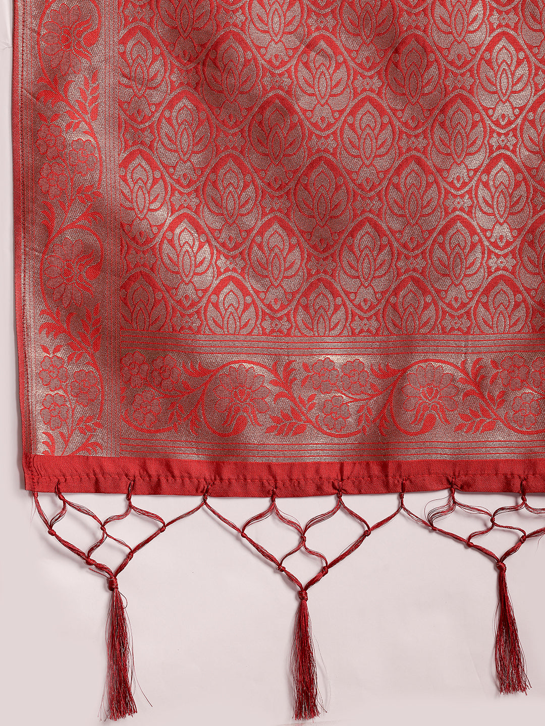 Plus Size Red Solid Silk Blend Straight Suit With Dupatta