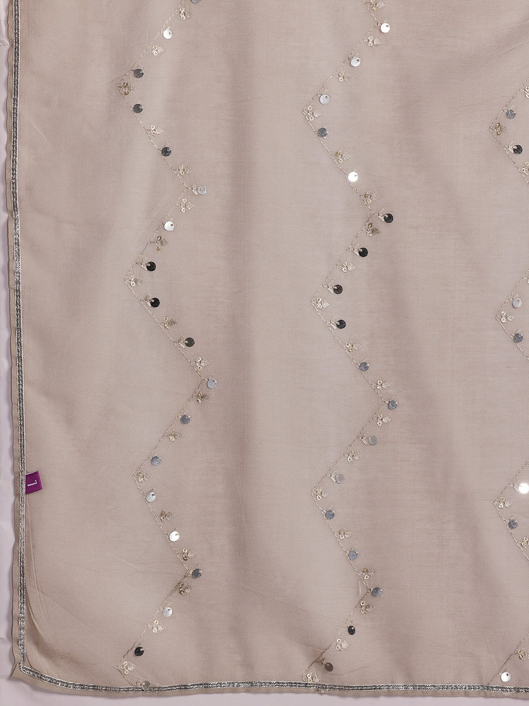 Plus Size Grey Yoke Design Silk Blend Straight Suit With Dupatta