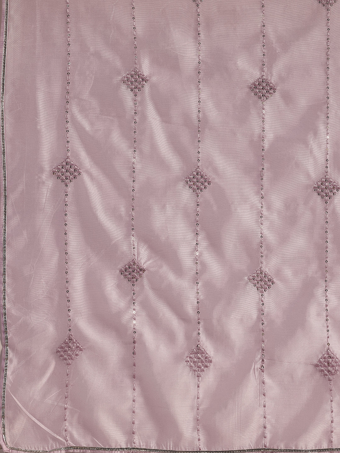 Plus Size Lavender Yoke Design Silk Blend Straight Suit With Dupatta