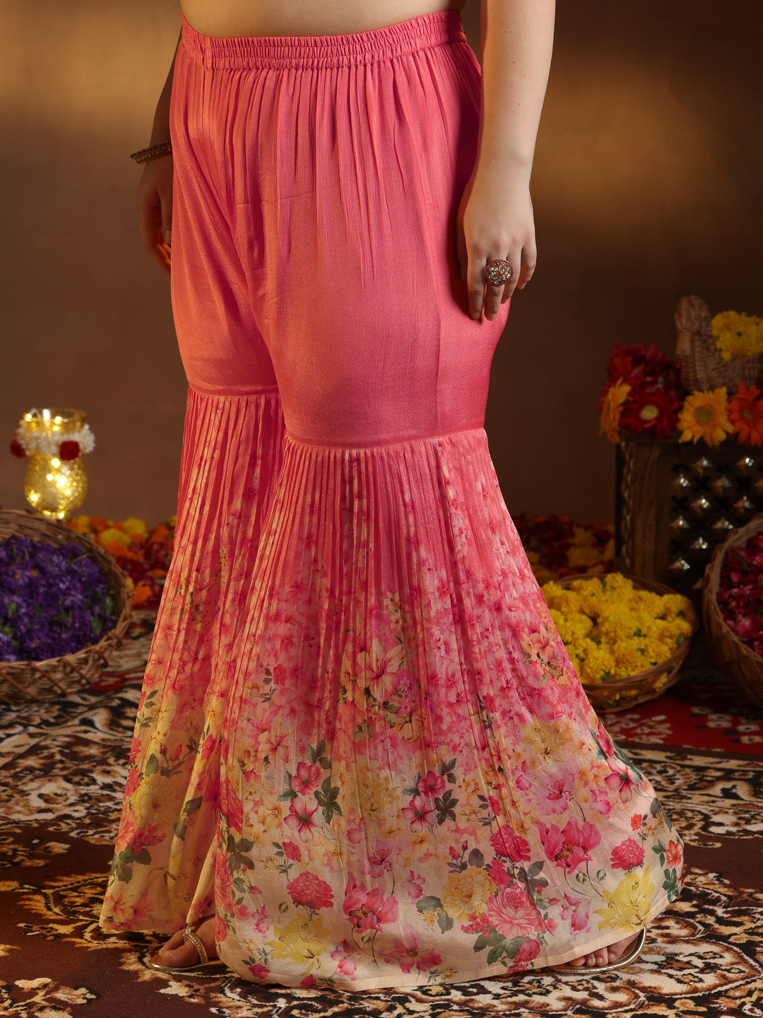 Plus Size Peach Embroidered Muslin Straight Suit With Dupatta