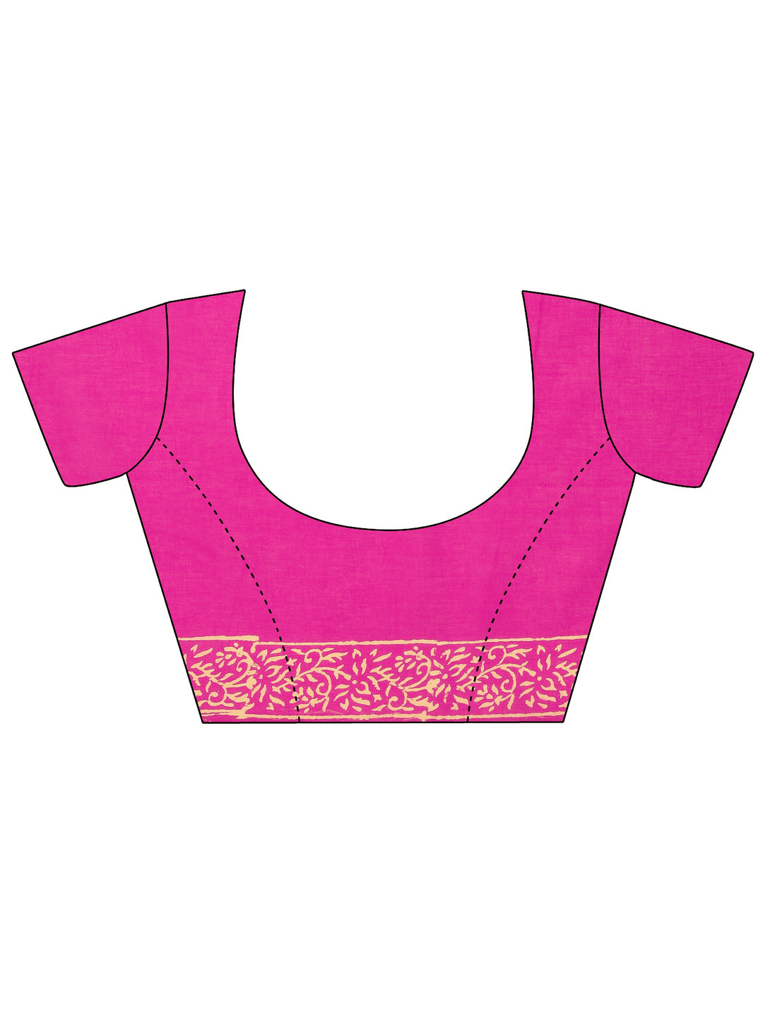 Pink Printed Cotton Saree With Unstitched Blouse