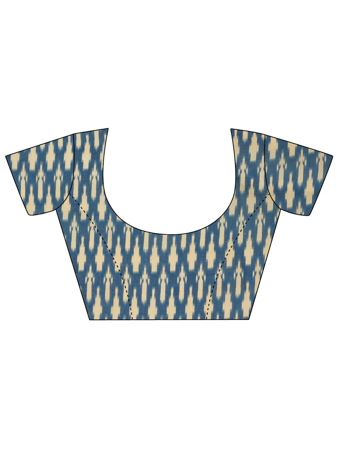 Blue Printed Cotton Saree With Unstitched Blouse