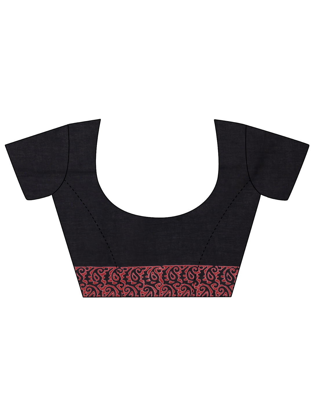 Black Printed Cotton Saree With Unstitched Blouse Piece