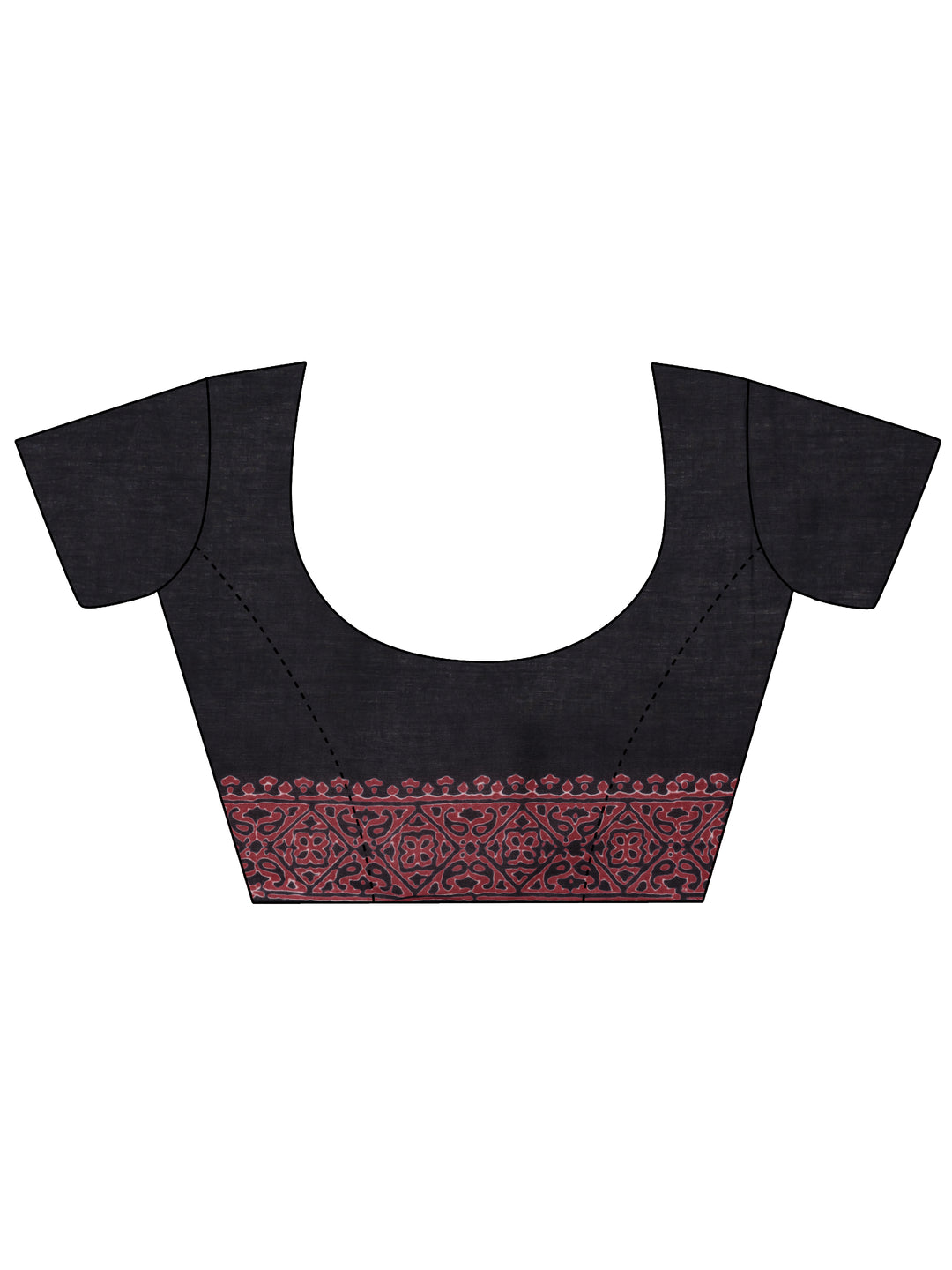 Black Printed Cotton Saree With Unstitched Blouse Piece