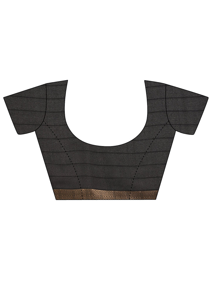 Black Printed Georgette Saree With Unstitched Blouse Piece