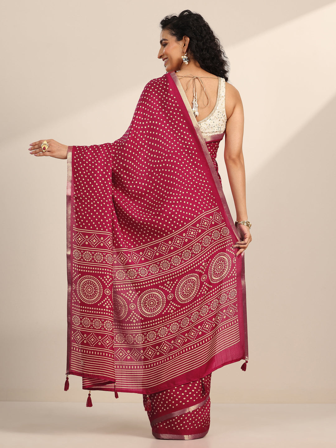 Pink Printed Georgette Saree With Unstitched Blouse Piece