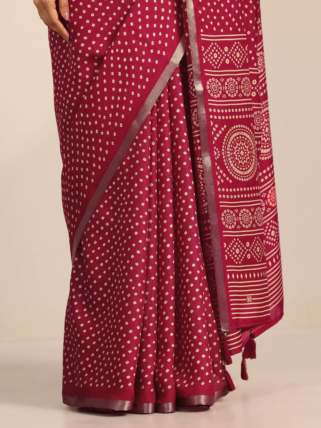 Pink Printed Georgette Saree With Unstitched Blouse Piece