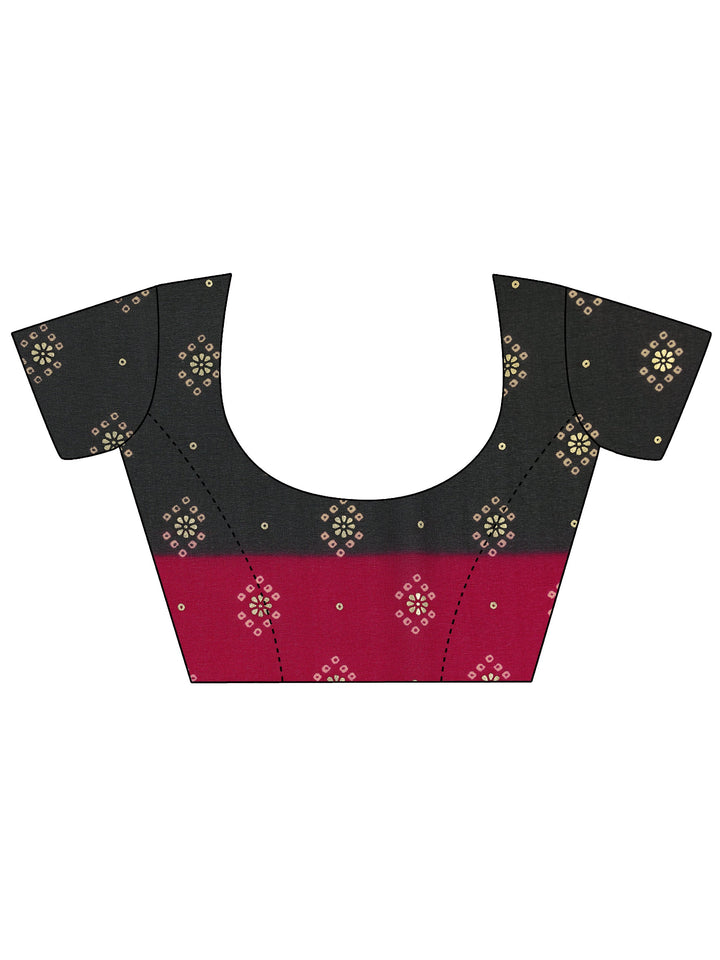 Black Printed Georgette Saree With Unstitched Blouse Piece