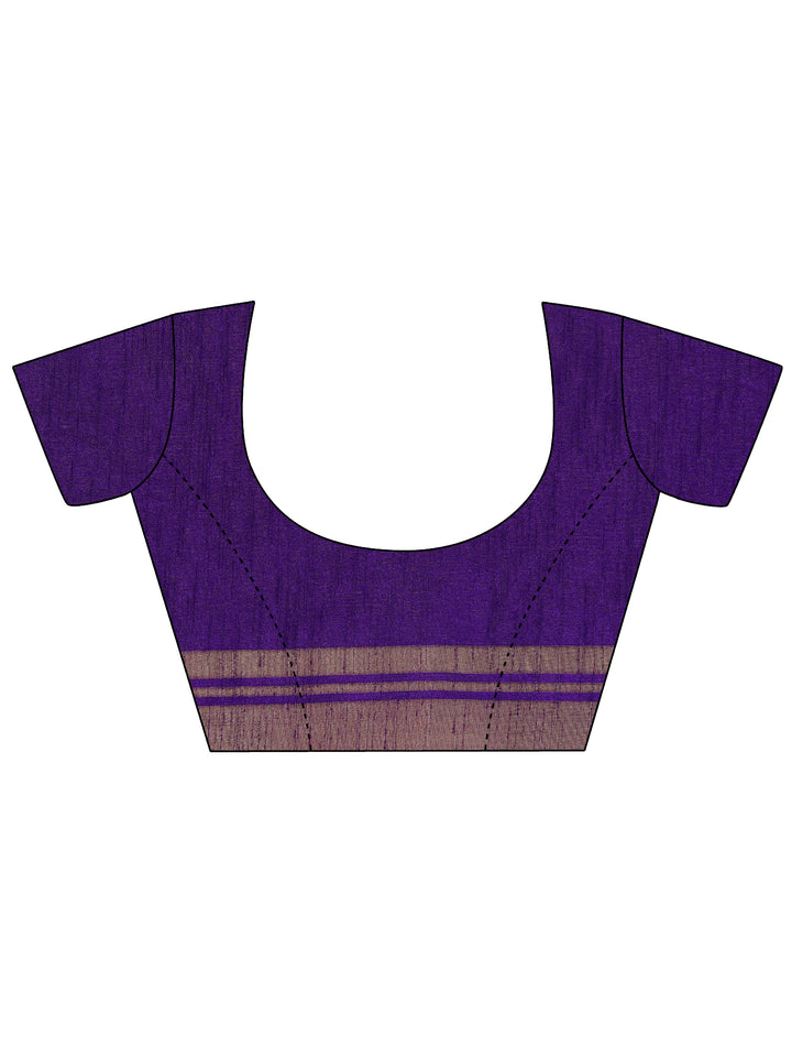 Purple Printed Silk Blend Saree With Unstitched Blouse Piece