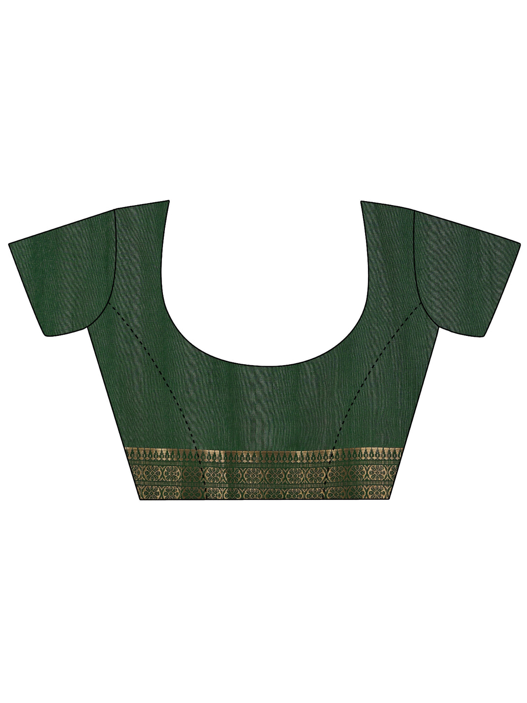 Green Printed Silk Blend Saree With Unstitched Blouse Piece