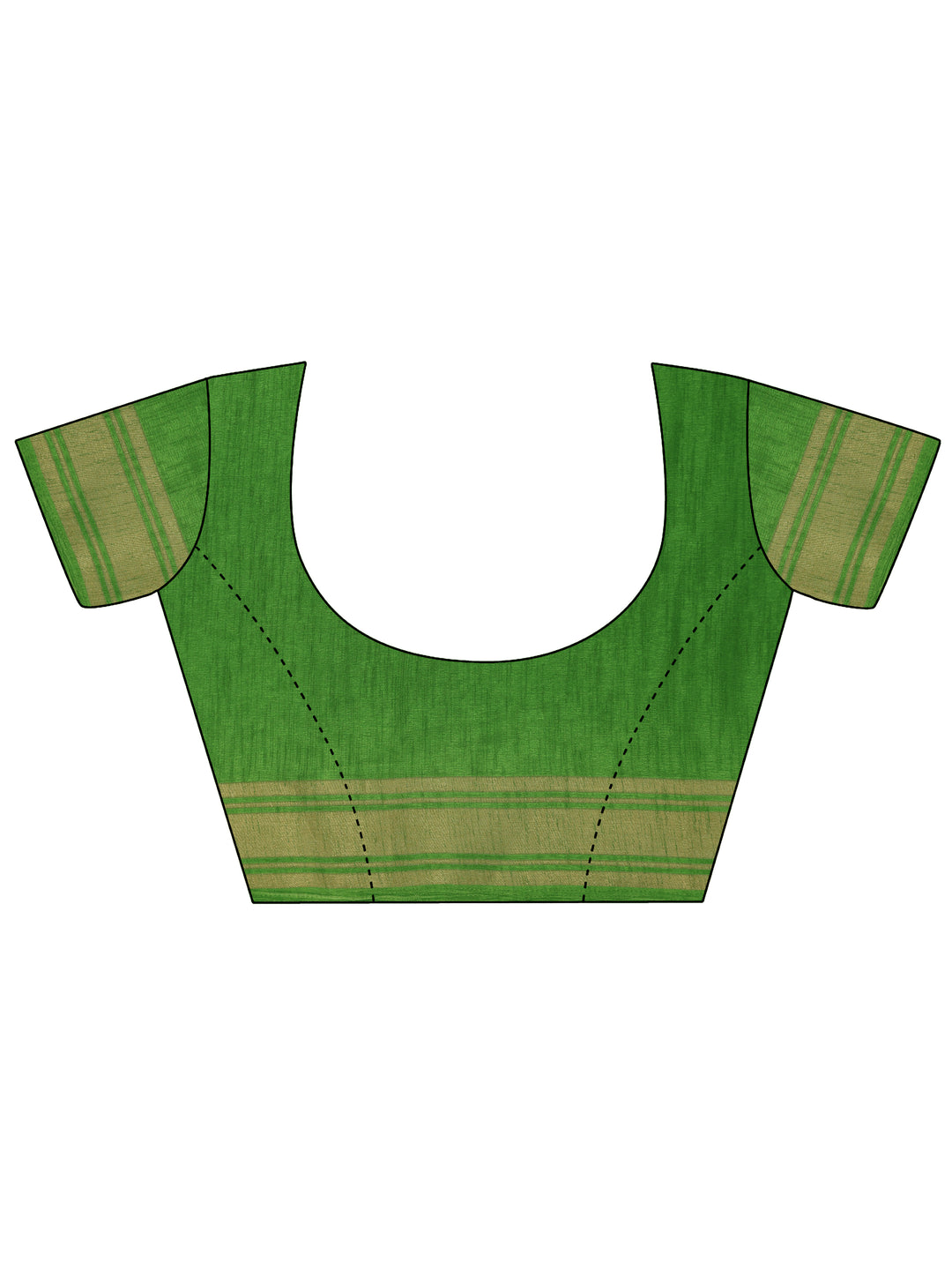 Green Printed Silk Blend Saree With Unstitched Blouse Piece