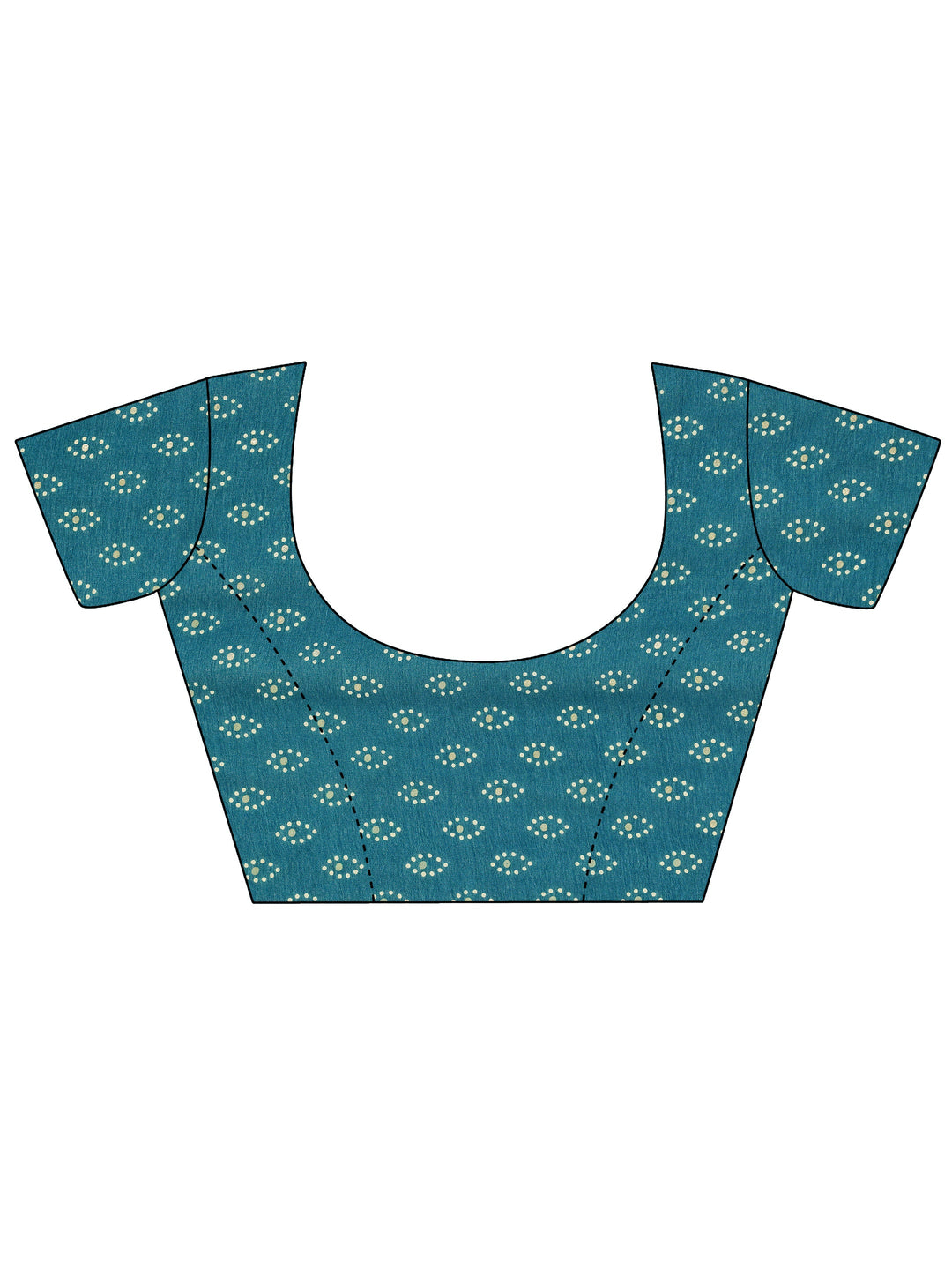 Teal Printed Georgette Saree With Unstitched Blouse Piece
