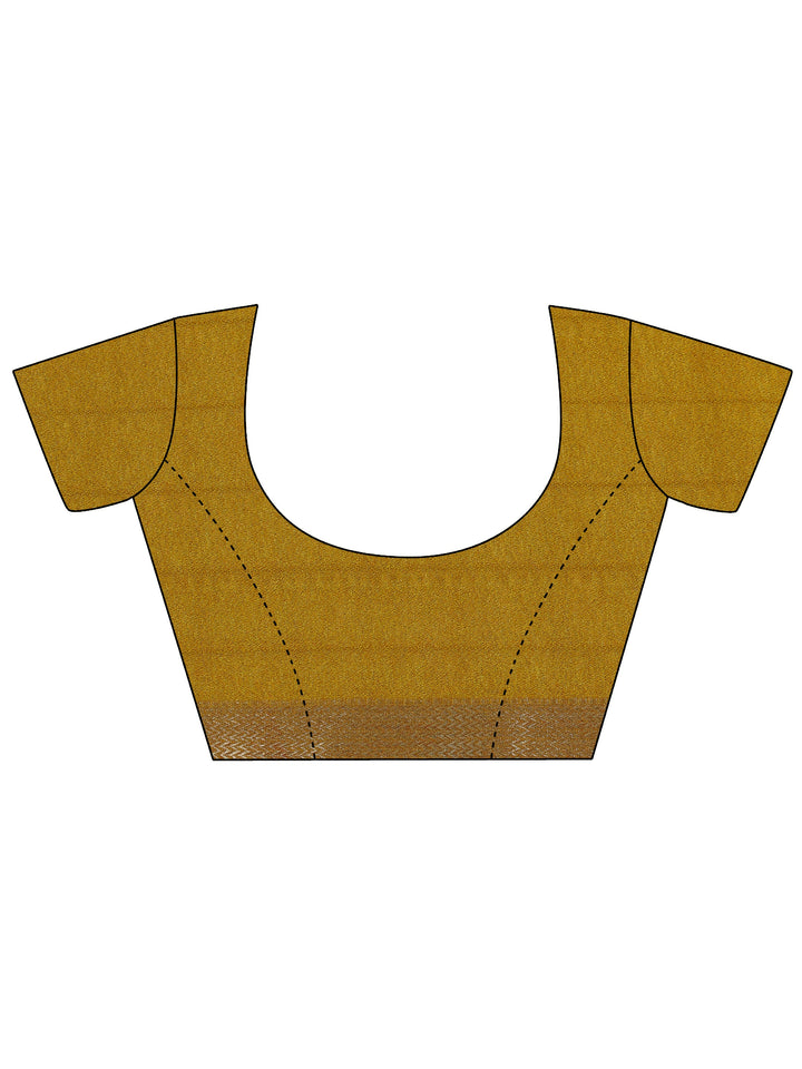 Mustard Printed Georgette Saree With Unstitched Blouse Piece