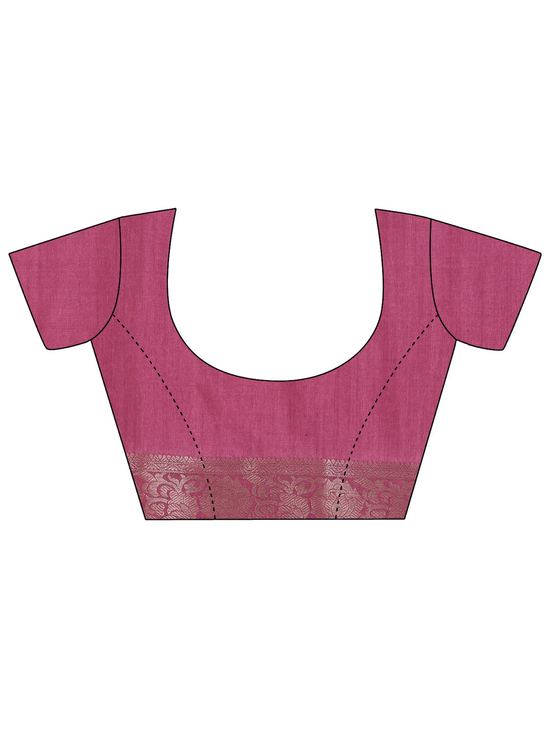 Pink Printed Silk Blend Saree With Unstitched Blouse Piece